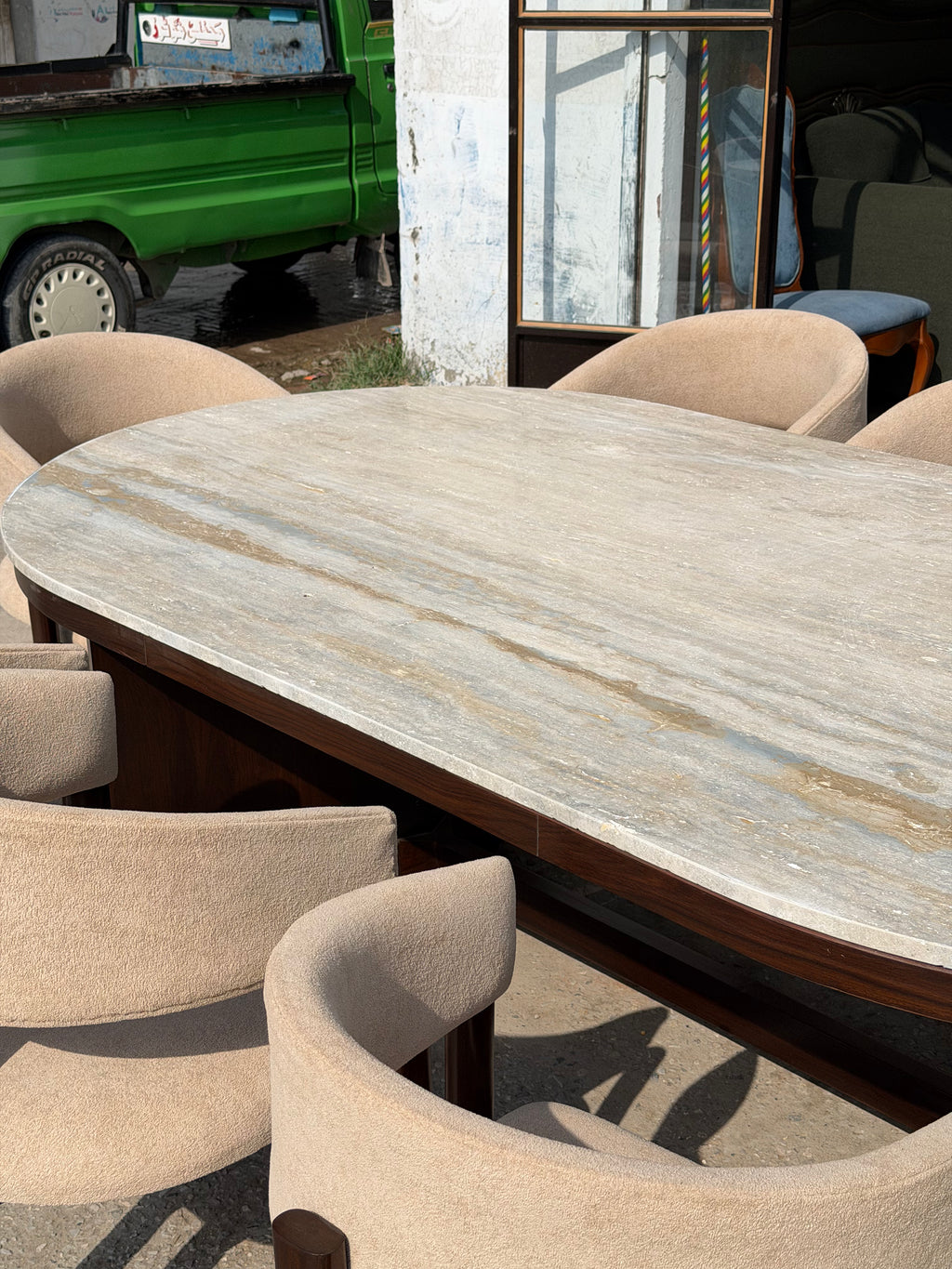 TRAVERTINE DINING TABLE