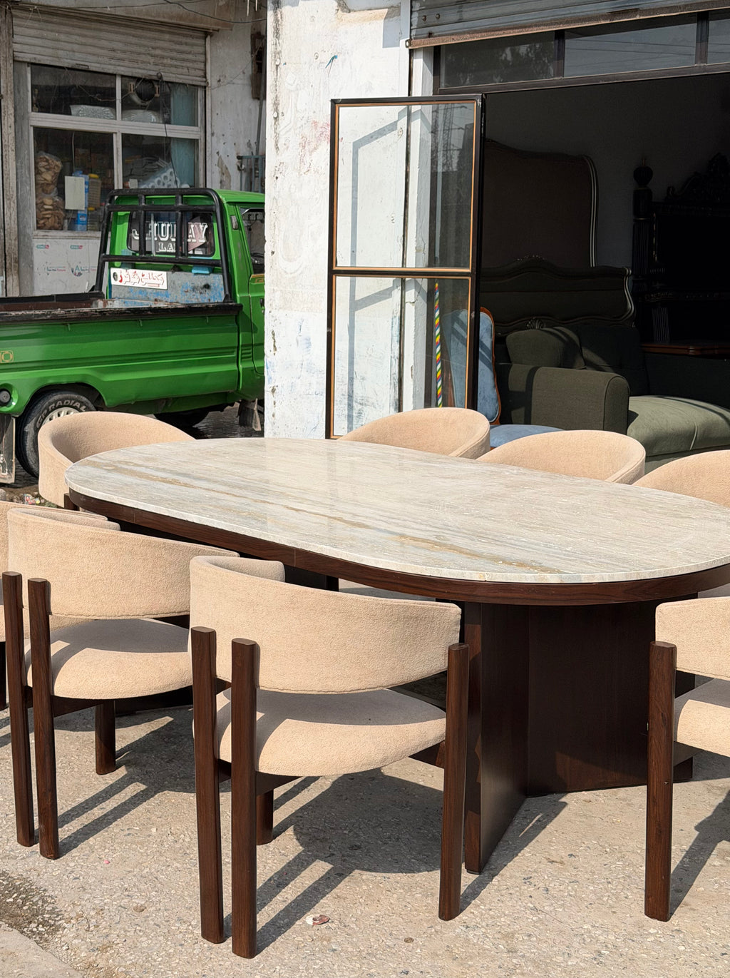 TRAVERTINE DINING TABLE
