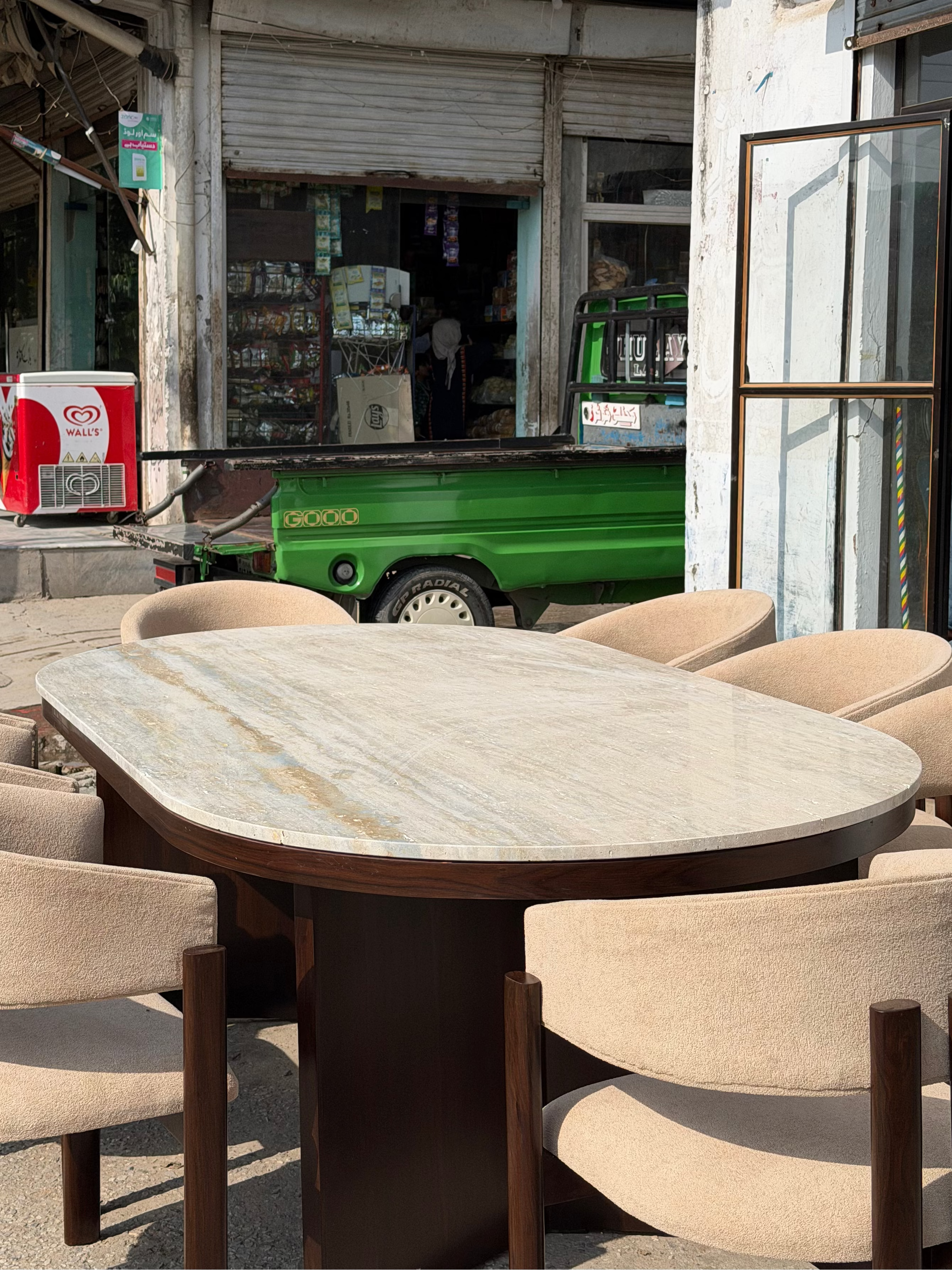 TRAVERTINE DINING TABLE