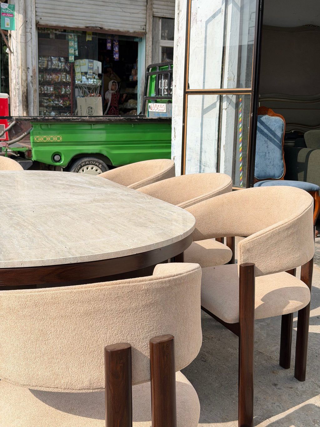TRAVERTINE DINING TABLE